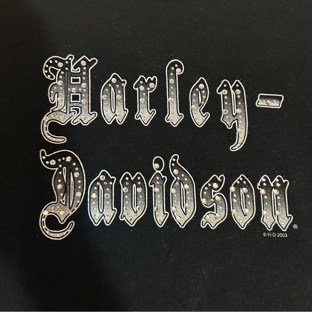 Harley-Davidson Sequin Black Shirt Size Large L USA Made Classy RN 0103819 Vtg - Picture 2 of 8